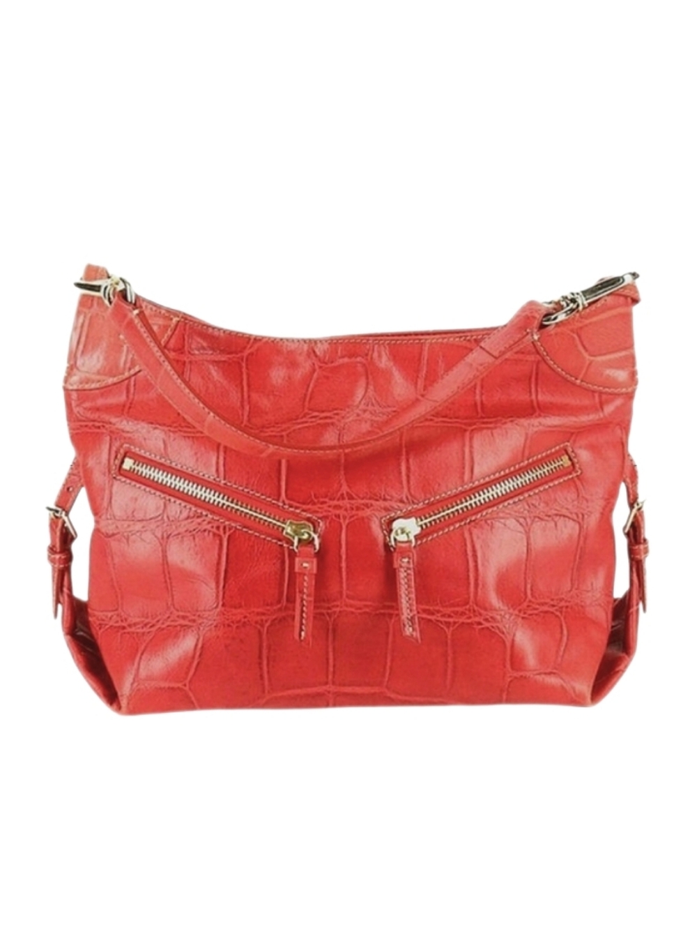 ❤️ Vintage Dooney & Bourke Red Embossed Crocodile Leather Shoulder Bag Y2K